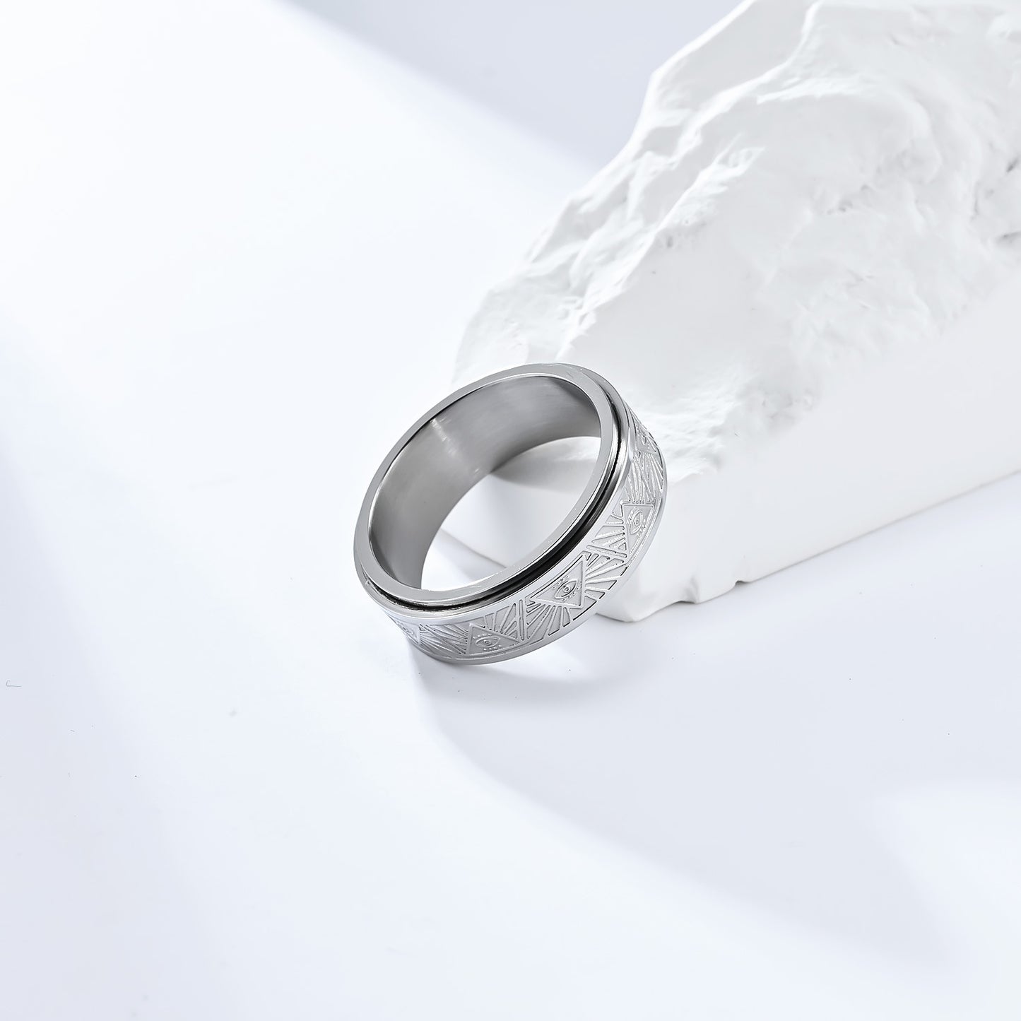 Eye of Horus Ring Stainless Steel Rotating Anxiety Relief Jewelry Planderful for Egyptology Fans