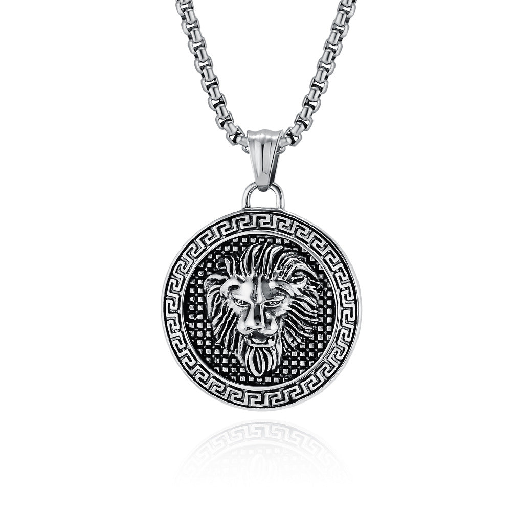 European And American Retro Lion Head Titanium Steel Pendant Necklace
