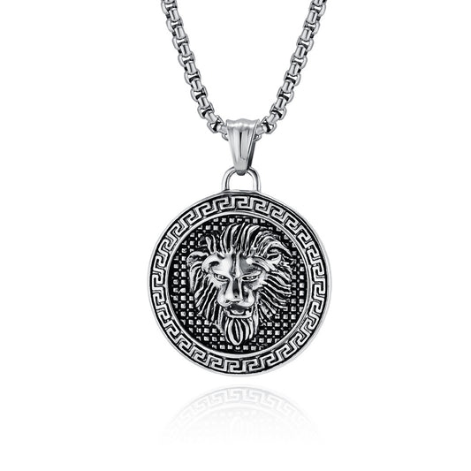 European And American Retro Lion Head Titanium Steel Pendant Necklace
