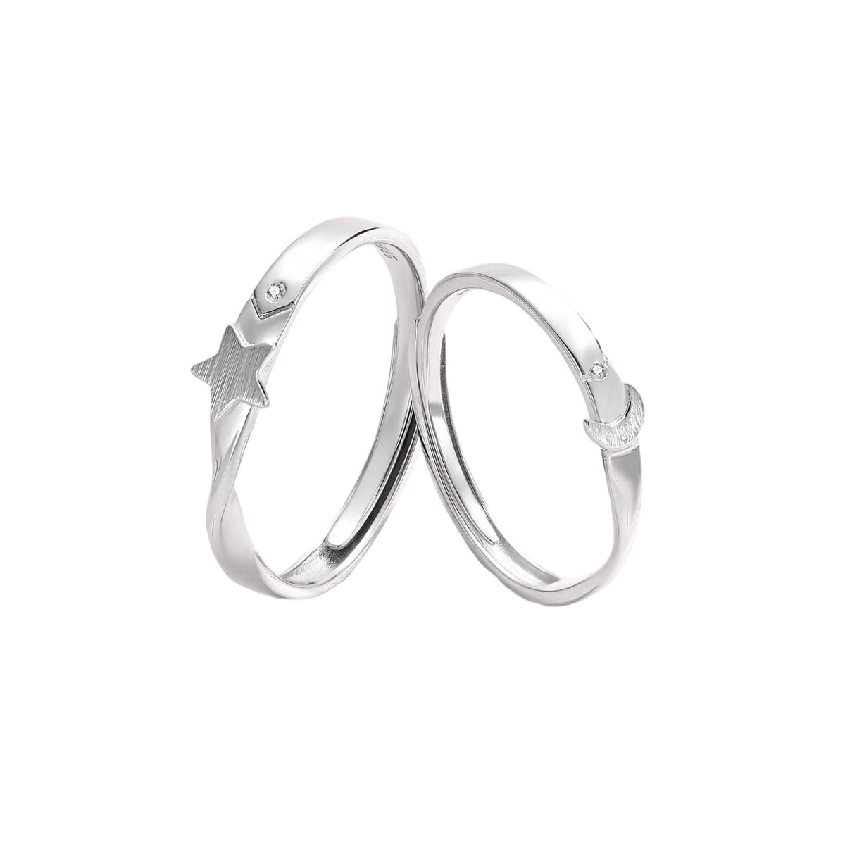 Minimalist Star Moon S925 Sterling Silver Men's Ring