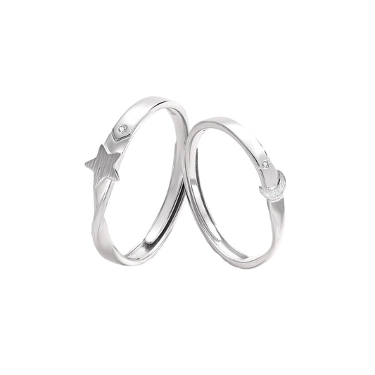 Minimalist Star Moon S925 Sterling Silver Men's Ring