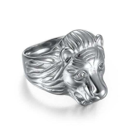 Stainless Steel Men's Lion Head Men's Ring