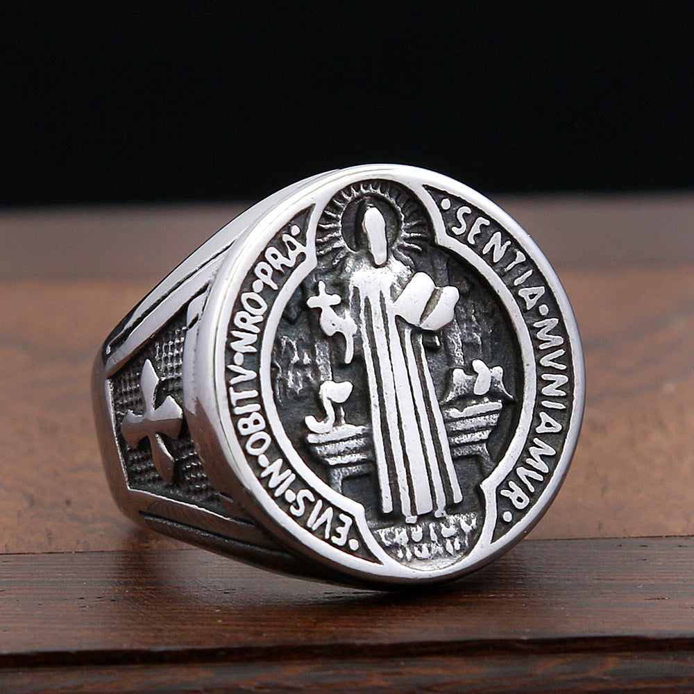 Vintage Cross Stainless Steel Men's Ring