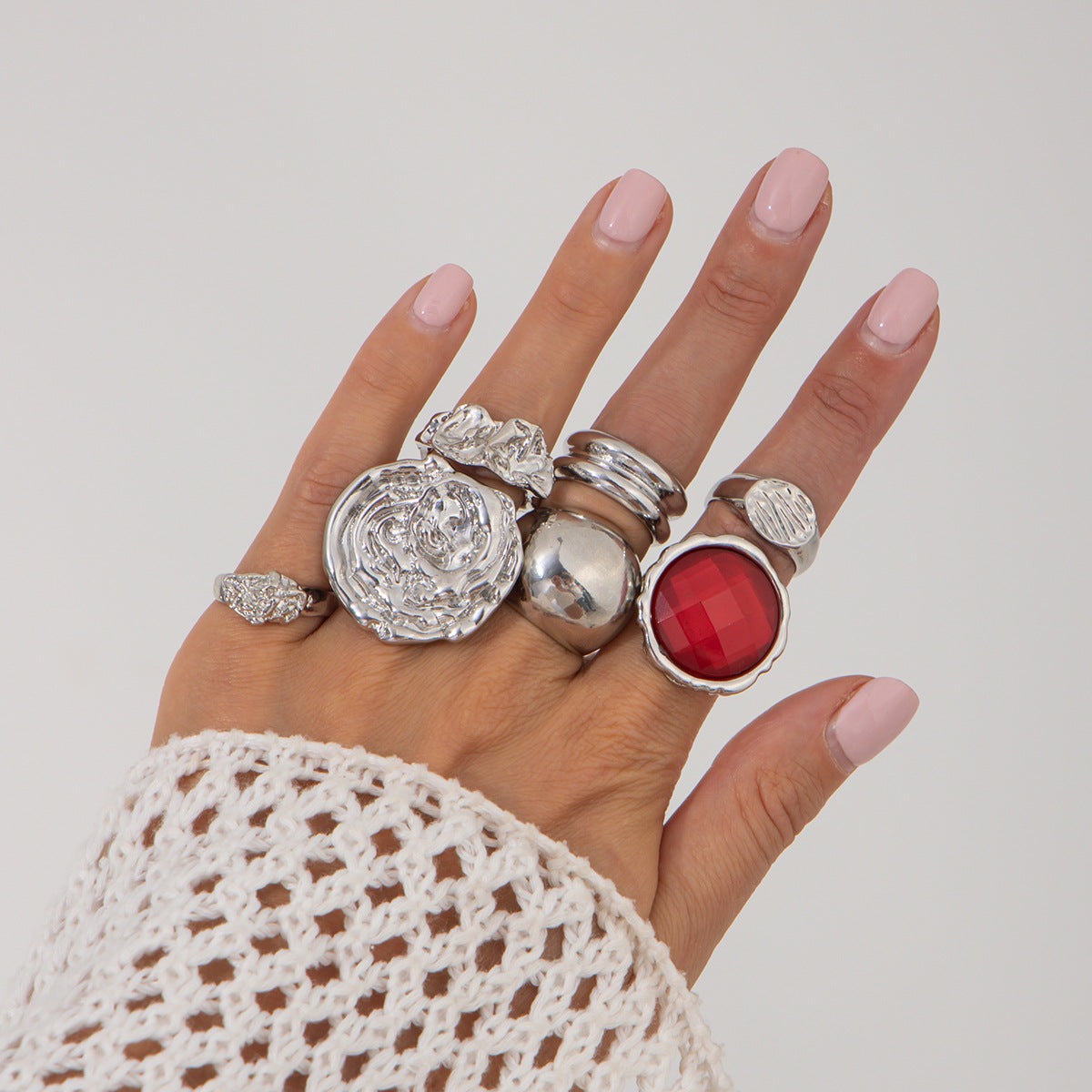 Planderful Vienna Verve Gemstone Ring Set Stackable Lava Rings For Bold Fashion Lovers Statement Jewelry