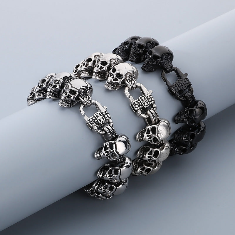 Planderful Skull Stainless Steel Bracelet Men Vacuum Plated