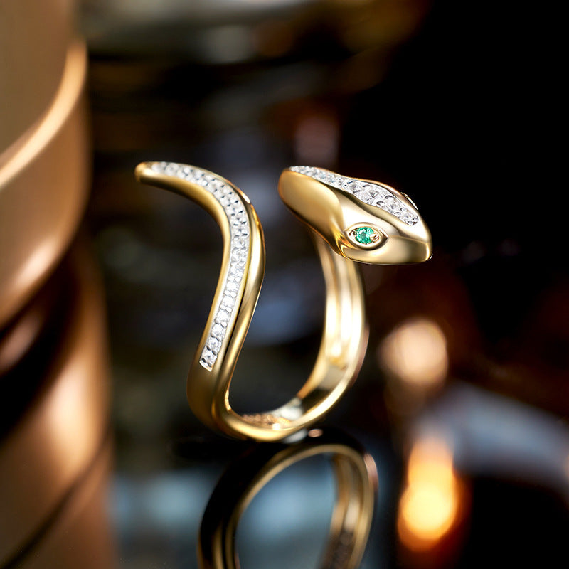 Planderful Spirit Snake Ring Green Eyed Zircon Elite Women