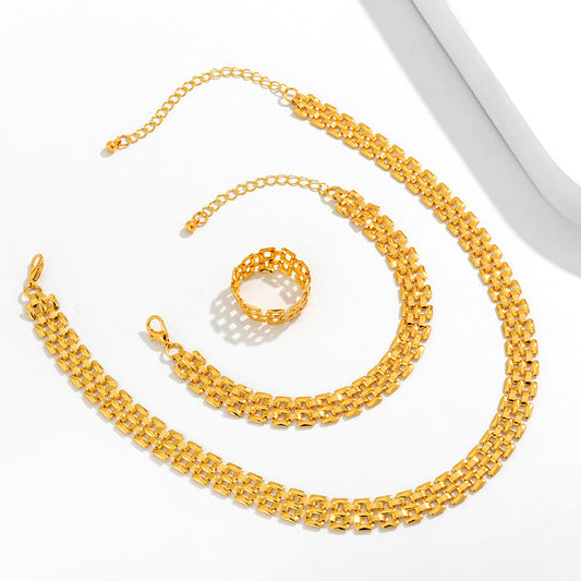 European and American Cross-border Jewelry Decoration Xin Creative Watch Strap Single Layer - Women's Metal Square Collar Necklace