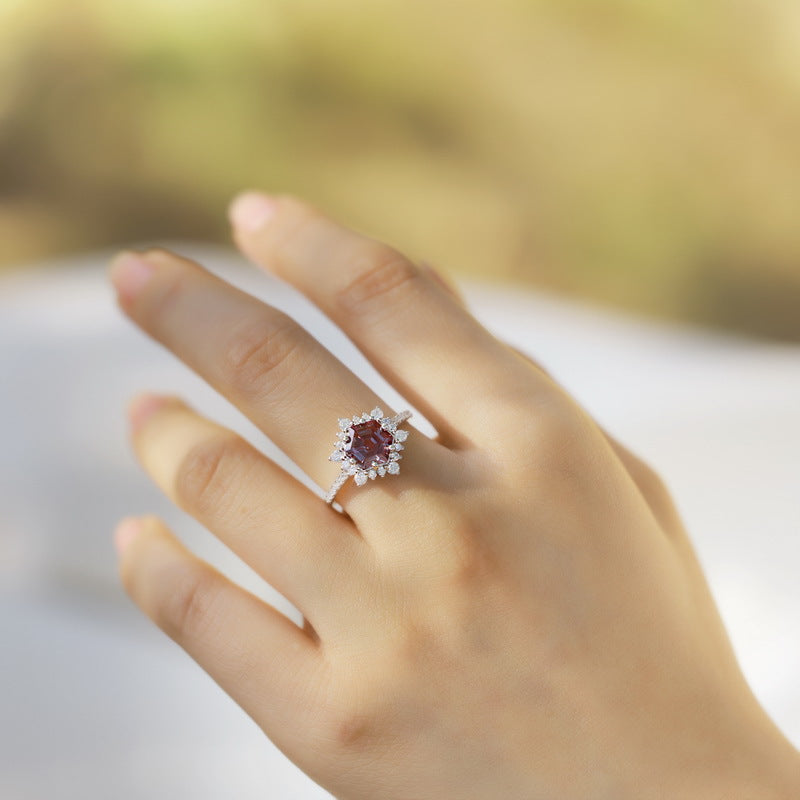 Planderful Sunflower Lab-Grown Alexandrite Sterling Silver Ring