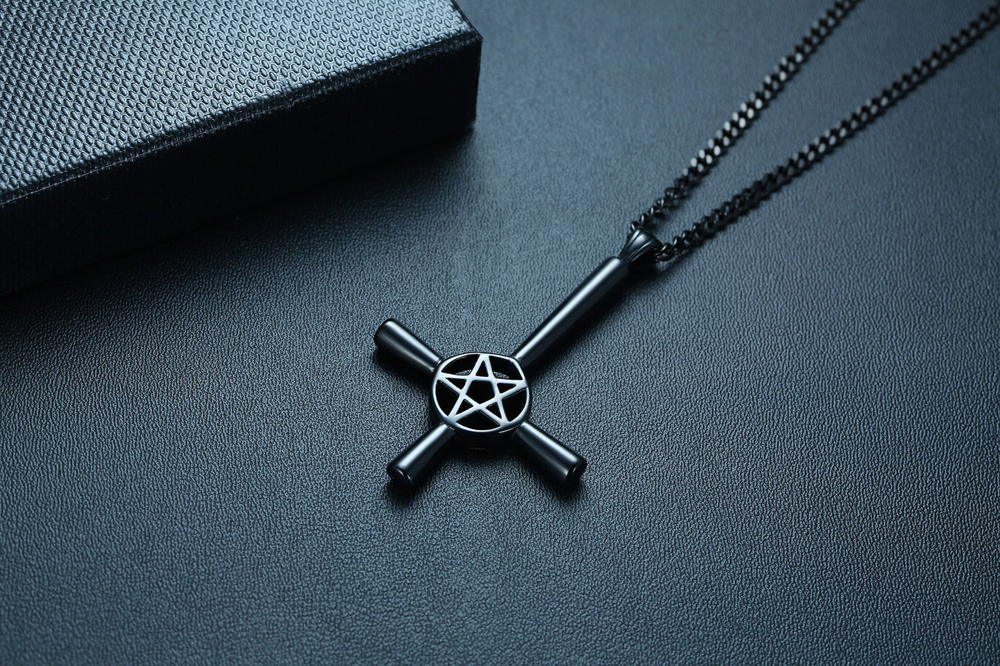 New Product Stainless Steel Satan Cross Pendant Steel Color