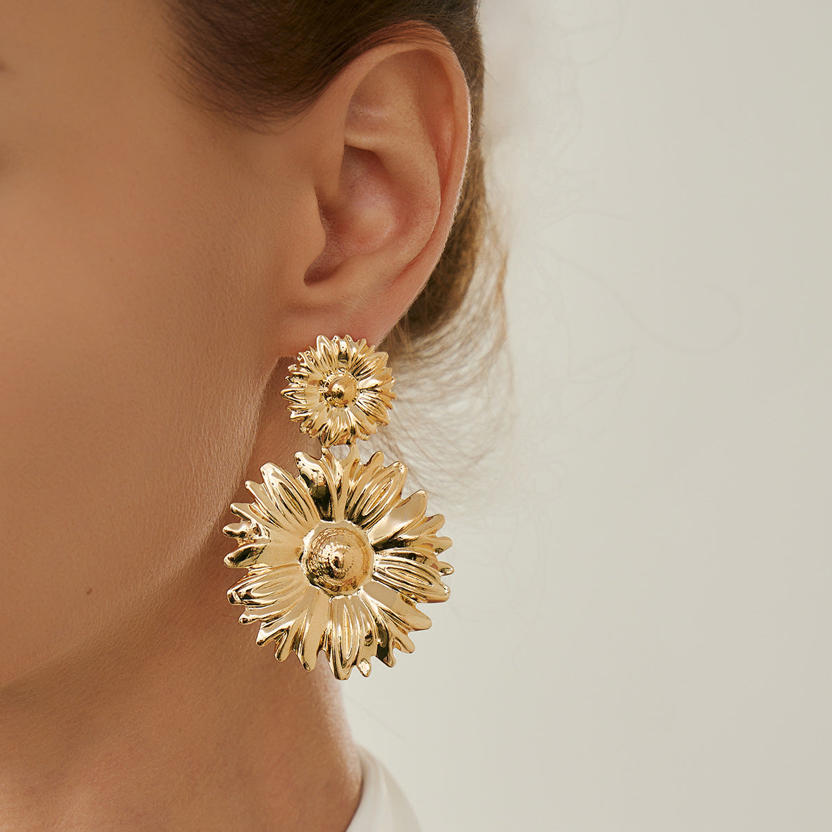 Planderful Vienna Verve Sunflower Fringe Earrings Bold Statement Pearl Leaf For Vintage Lovers