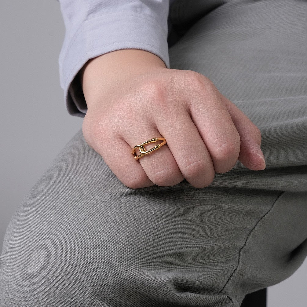 Planderful Knotted Rope Ring Unisex Stainless Steel Hollow Band Sizes 6 7 8 9 Everyday Genie