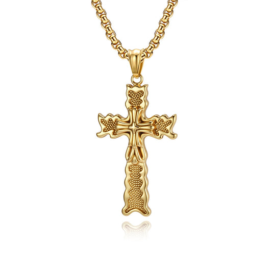 Steel Necklace – Vintage Cross Pendant Necklace For Everyday Punk Style Gift Ready