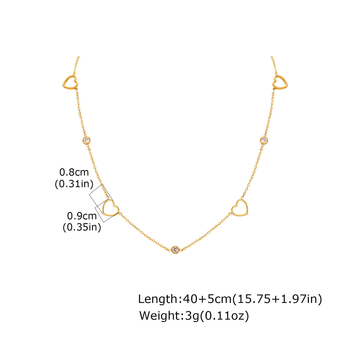 Heart Flower Zircon Stainless Steel Necklace