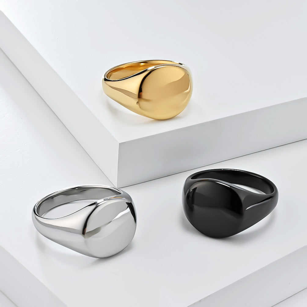 Planderful Titanium Steel Ring Unisex Geometric Round Smooth Surface Luxury Jewelry Everyday Genie