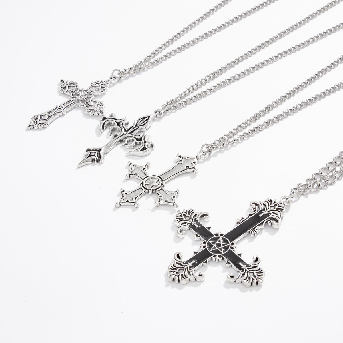 Hip-Hop Cross & Heart Chain Necklace