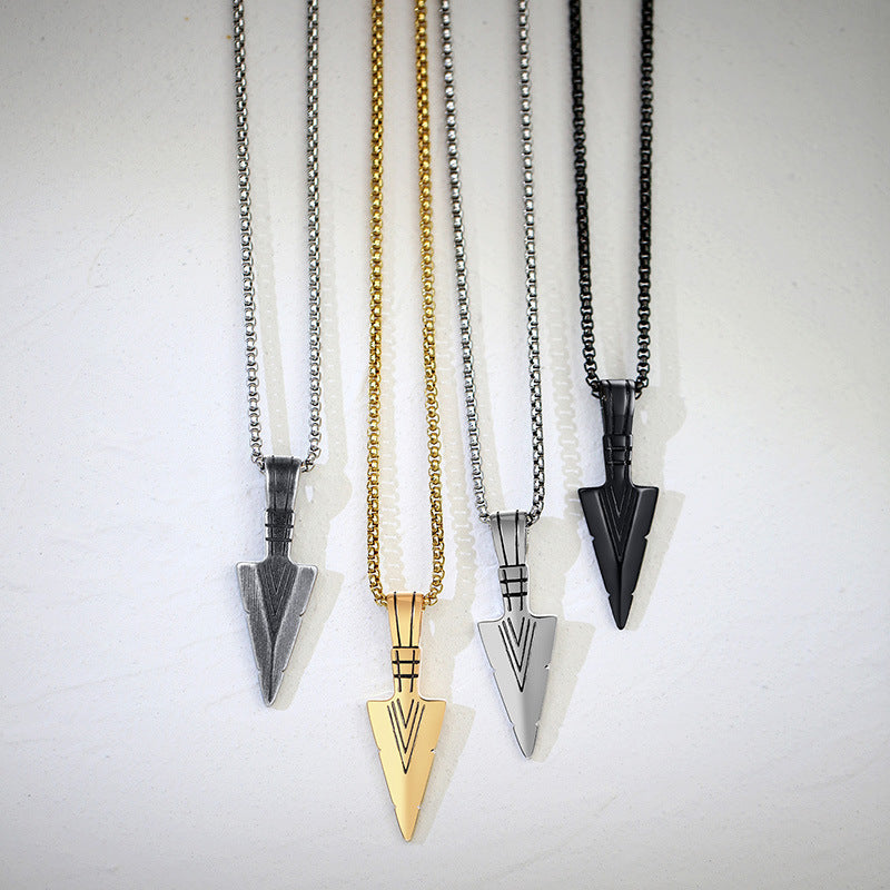 Spearhead Pendant Hip-Hop Wind Titanium Steel Necklace Men's Titanium Steel Pendant