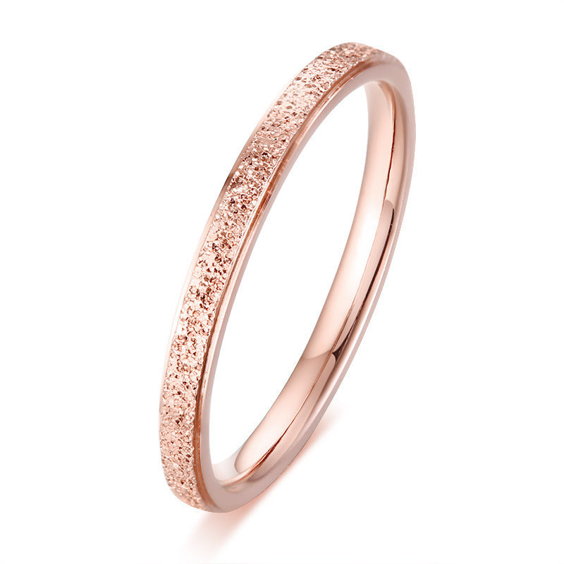 Ring Ins Titanium Steel Frosted Stainless Steel Rose Gold Ladies Ring Wholesale Trinkets