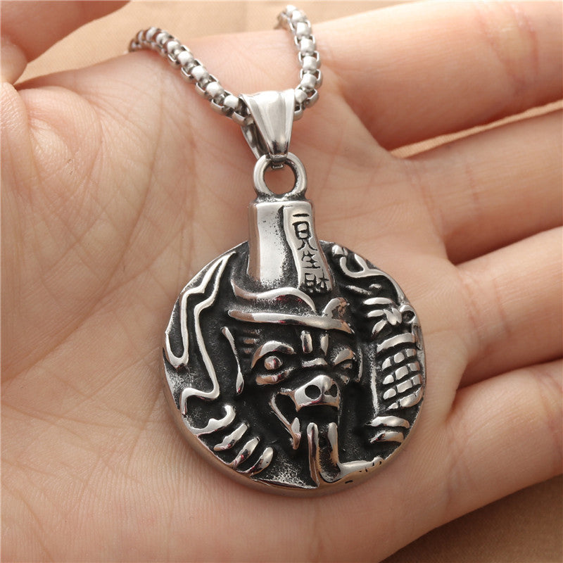 Titanium Steel Black and White Punk Pendant Necklace for Men - Retro Trendy Design