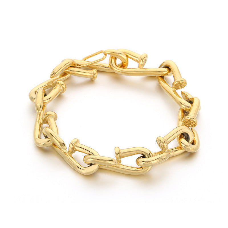Planderful Everyday Genie Men Gold Plated Rivet Bracelet