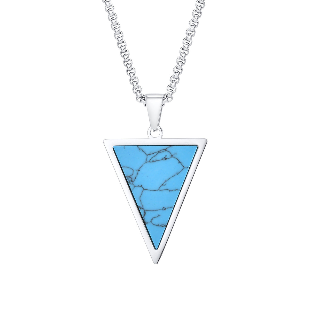 Turquoise Geometric Stainless Steel Necklace for Men