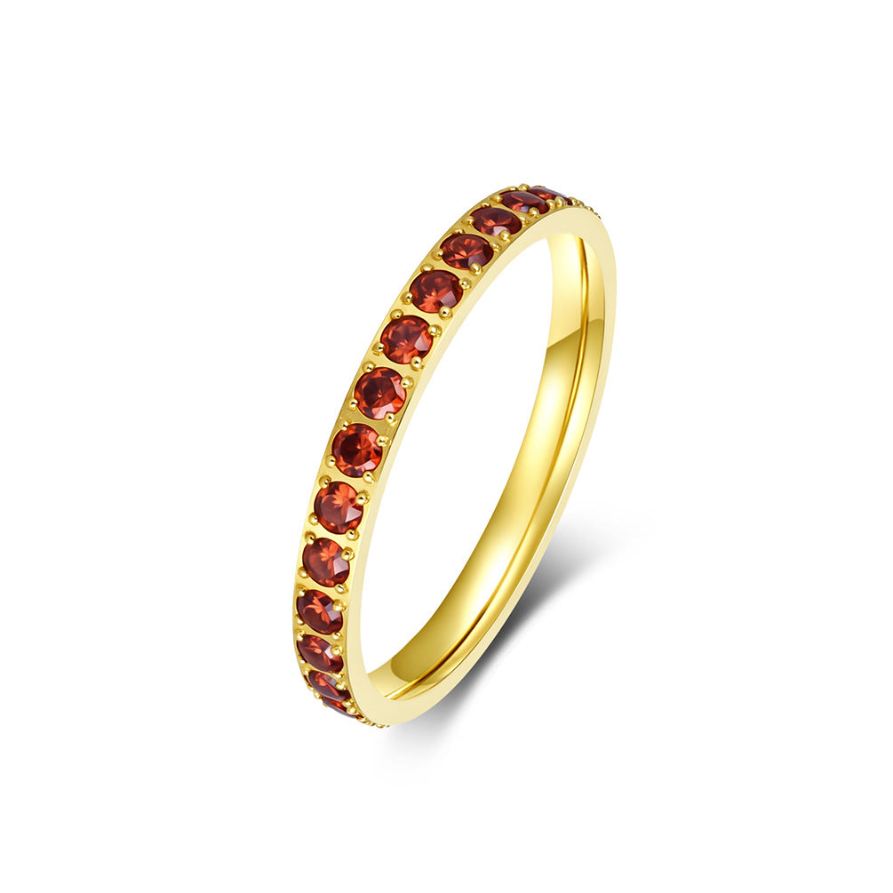 Stainless Steel Zircon Ring