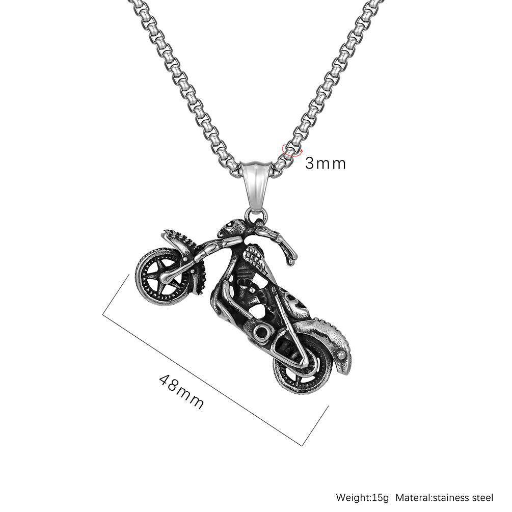 Planderful Skull Motorcycle Pendant Necklace For Men Durable Steel Hip Hop Style Now