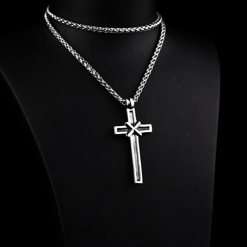Stylish Retro Cross Pendant in Durable Stainless Steel for Men and Women