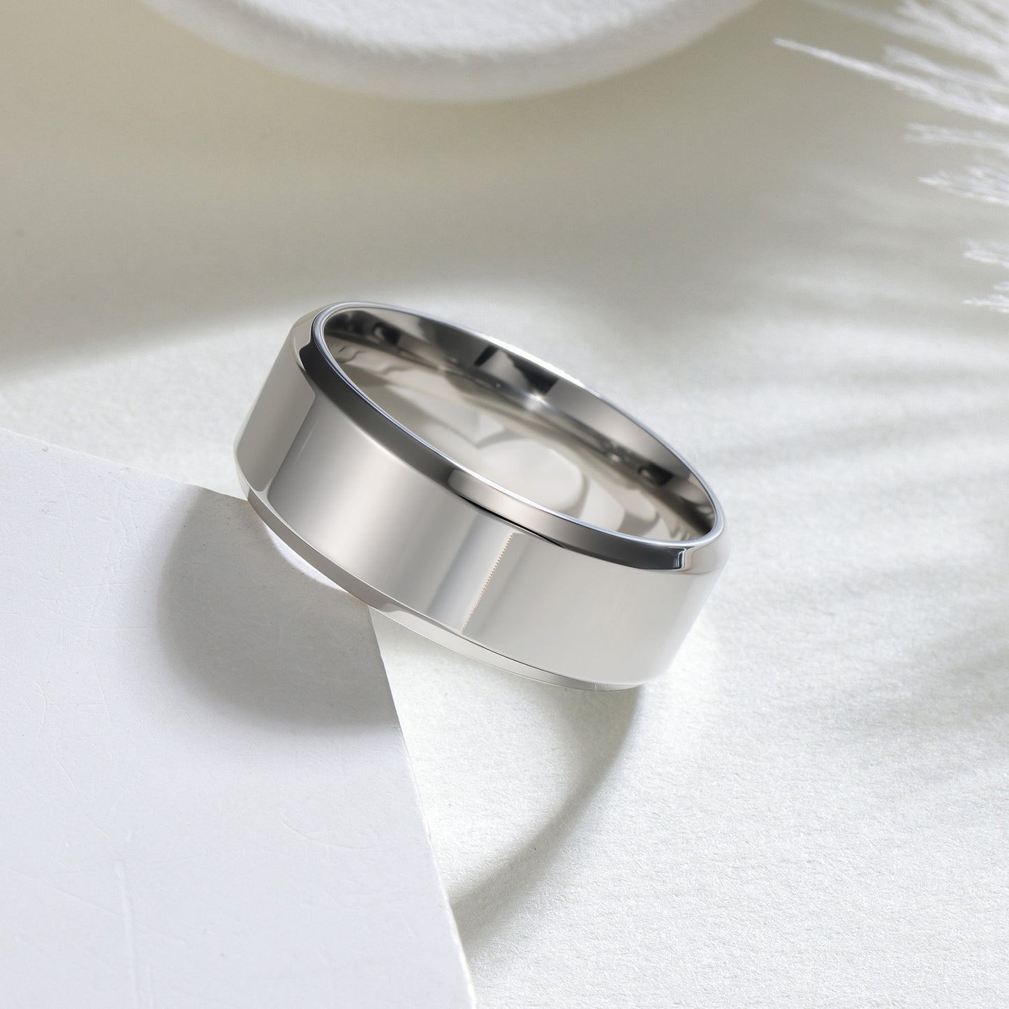 Planderful Everyday Genie Titanium Steel Ring Unisex 4mm 6mm 8mm Glossy Double Beveled Finish