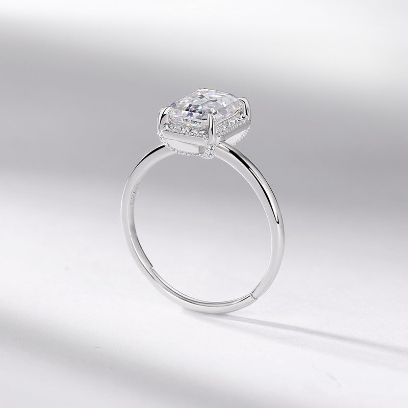 Planderful Four-Prong Moissanite Sterling Silver Ring – 6 × 8 mm, 1.7 ct