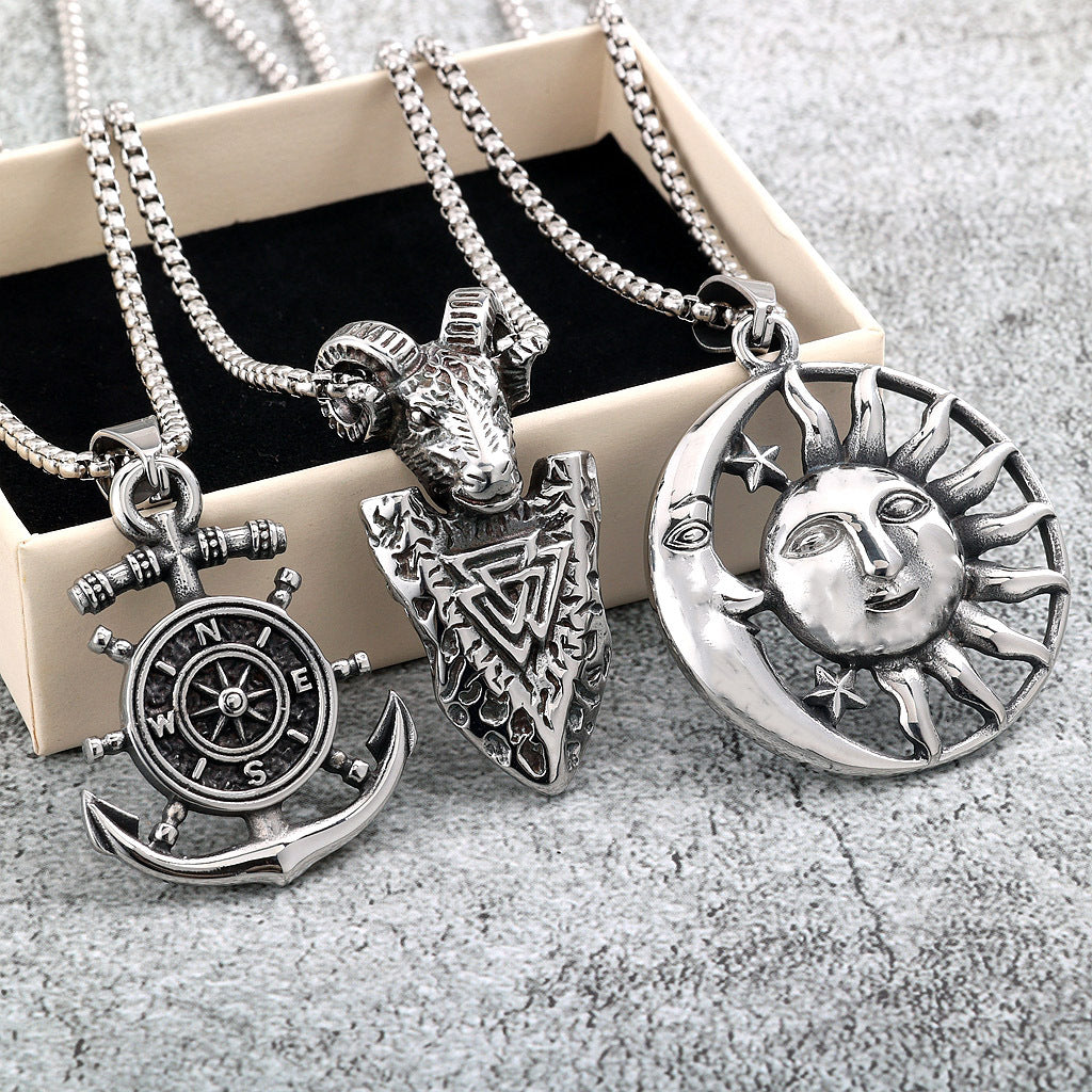 Vintage Stainless Steel Pendant Necklace