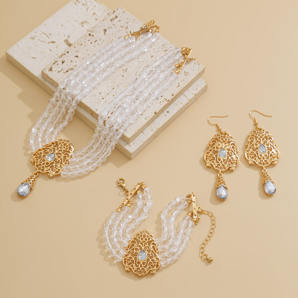 French Crystal Teardrop Jewelry Set