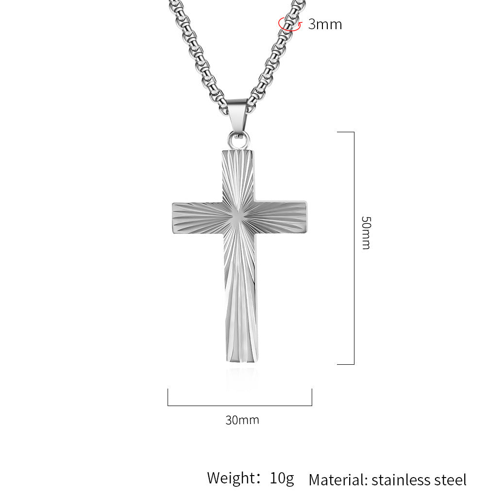 Steel Necklace - Elegant Cross Pendant For Men From Planderful Everyday Genie Collection