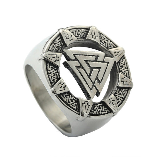 Titanium Steel Viking Triangle Ring for Men - Retro Trendy Accessories from Planderful