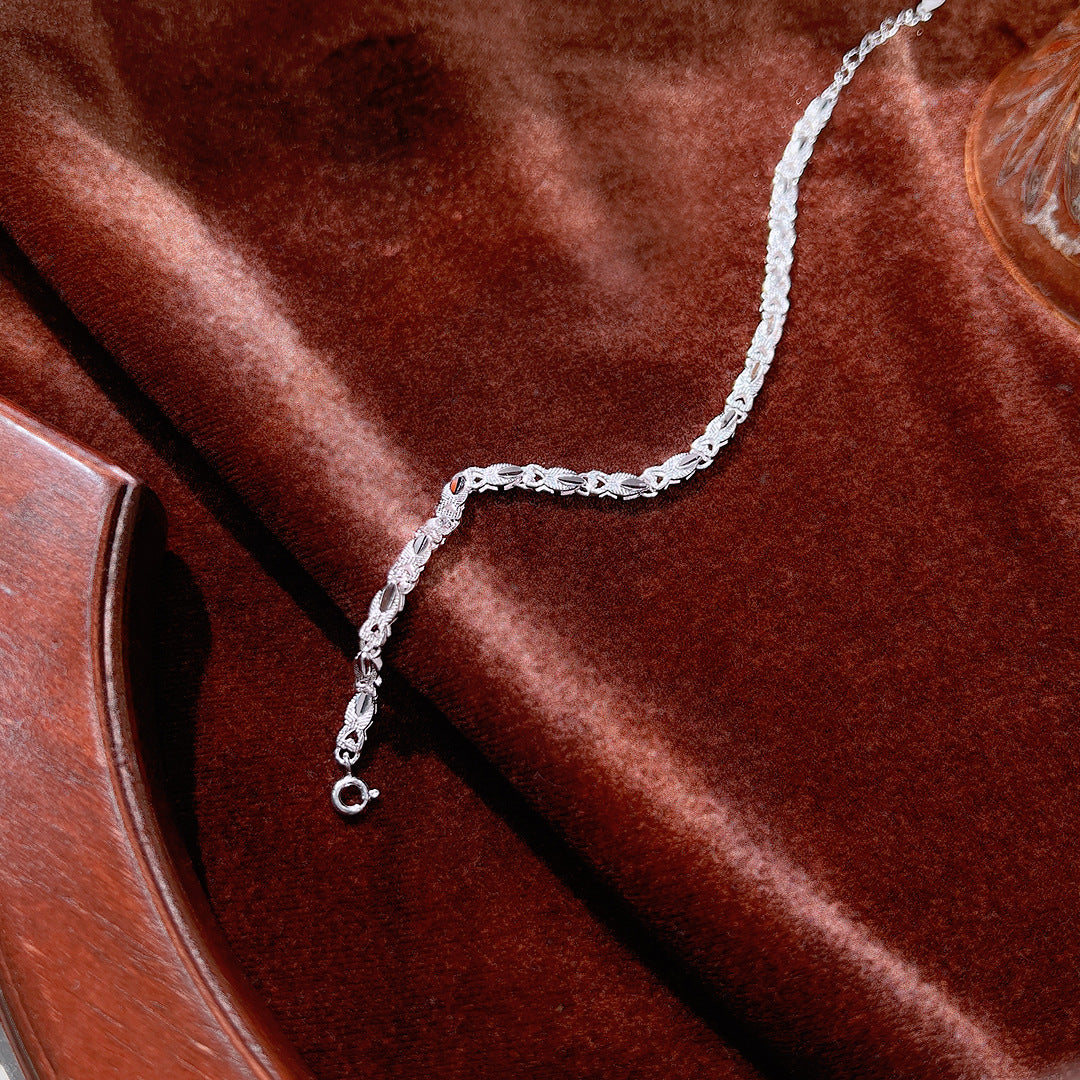 Planderful Everyday Genie – 999 Silver Phoenix Tail Car Flower Bracelet Female Sterling Silver Light Luxury Design