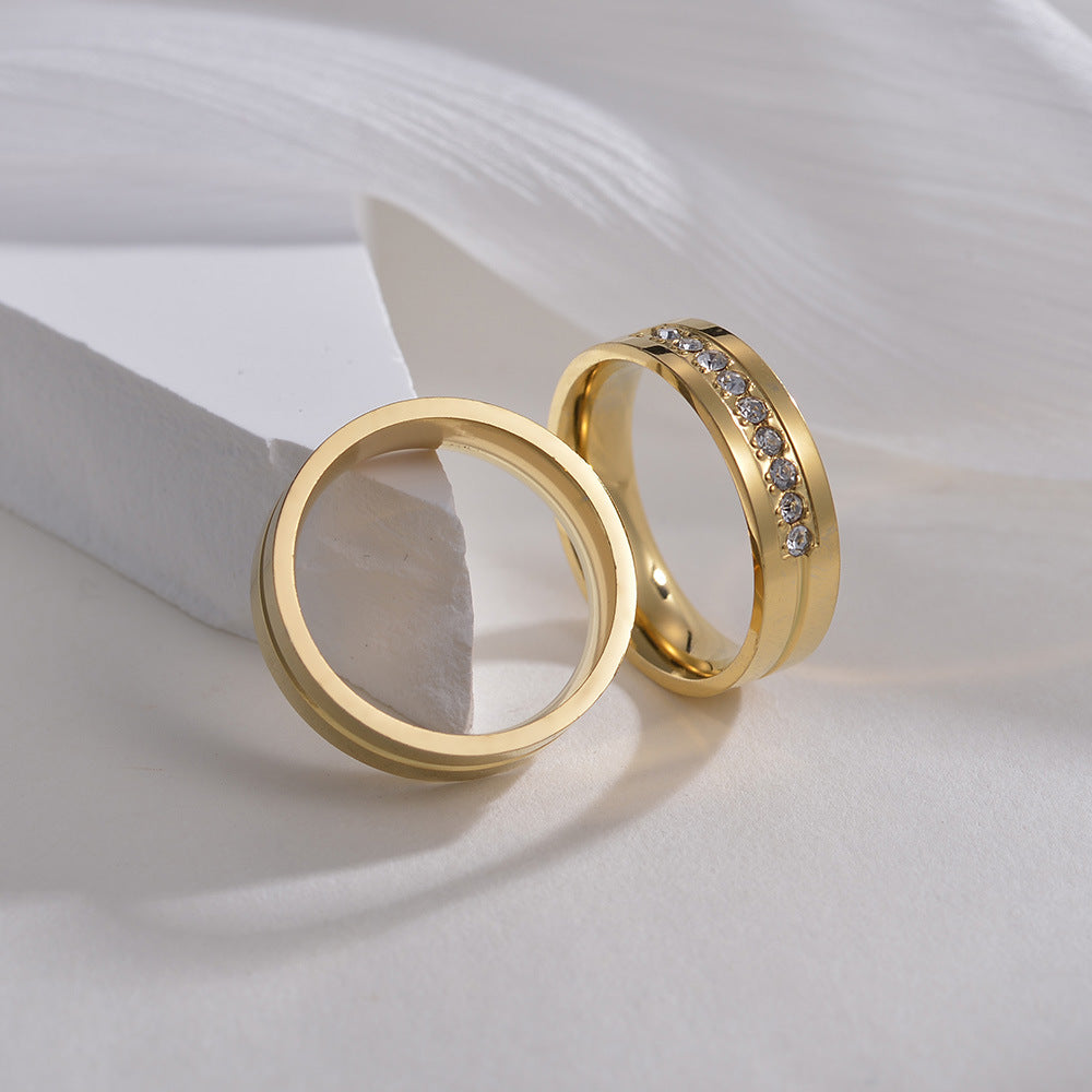 Planderful Everyday Genie Zircon Ring for Couples Unisex Durable Stainless Steel Jewelry with Inlaid Zircon
