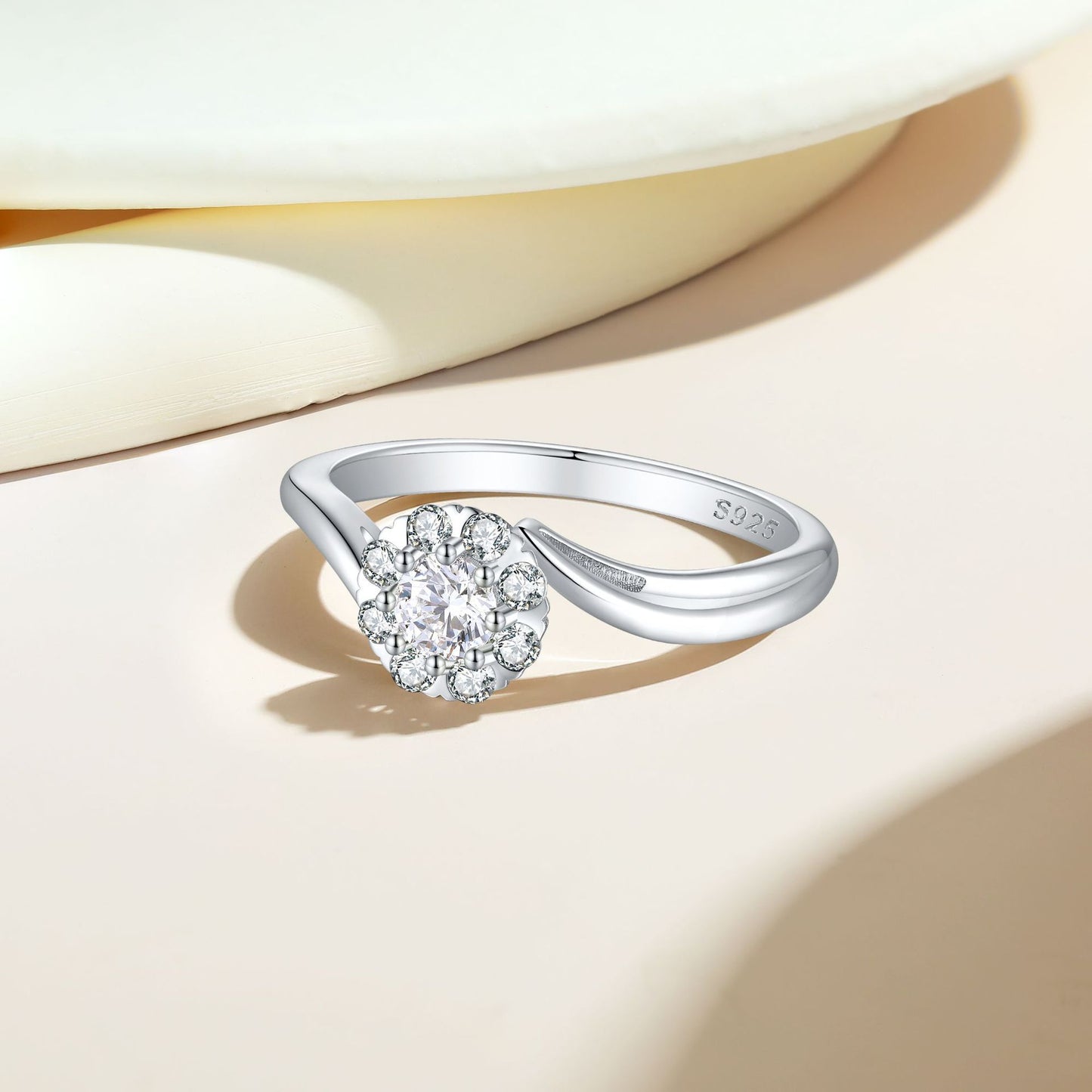 Planderful Sterling Silver Zircon Ring for Women Six Claw Setting Premium Wedding Band