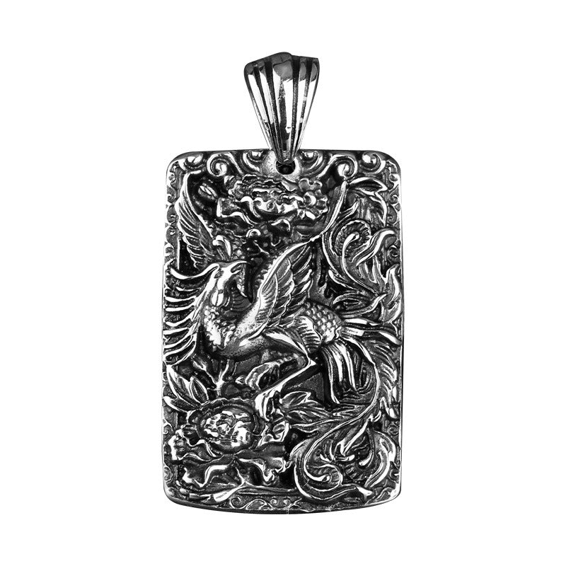 Retro Unicorn Koi Titanium Steel Pendant for Men - Cross-Border European and American Design