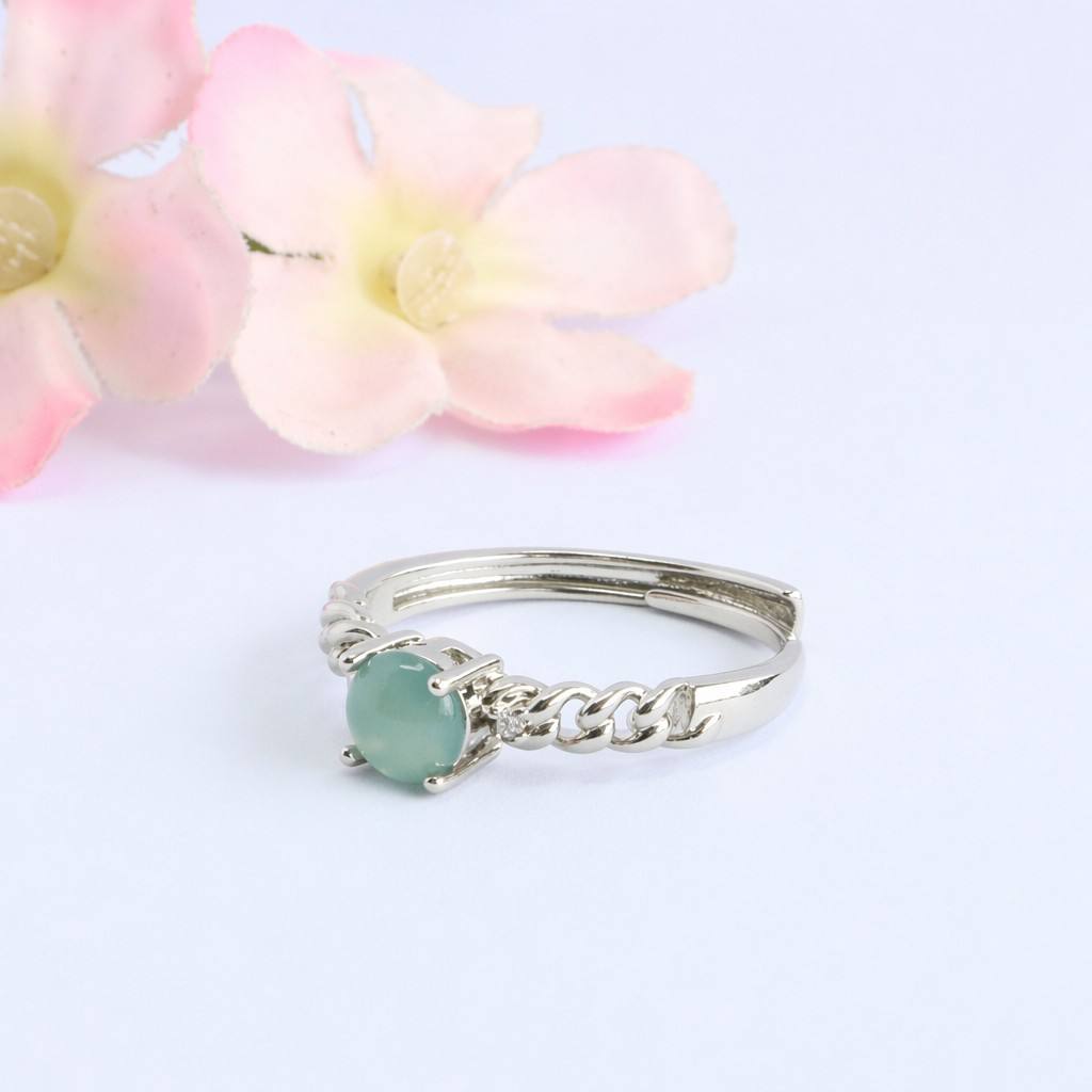 Blue-Water Jadeite Twisted Ring