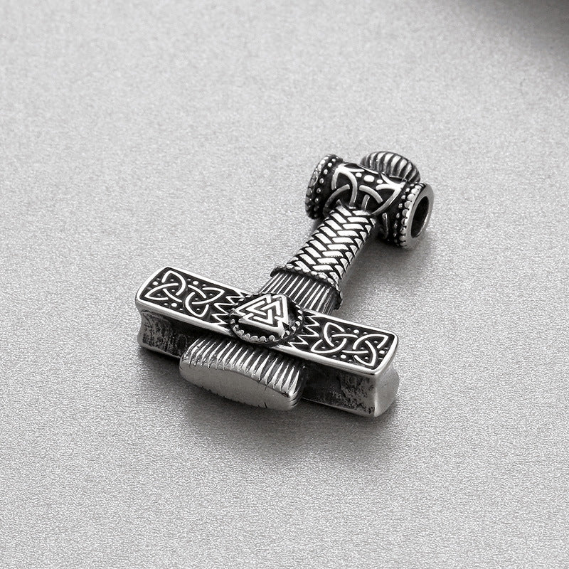 Personalized Viking Thor's Hammer Pendant for Men - Retro European and American Stainless Steel Accessories