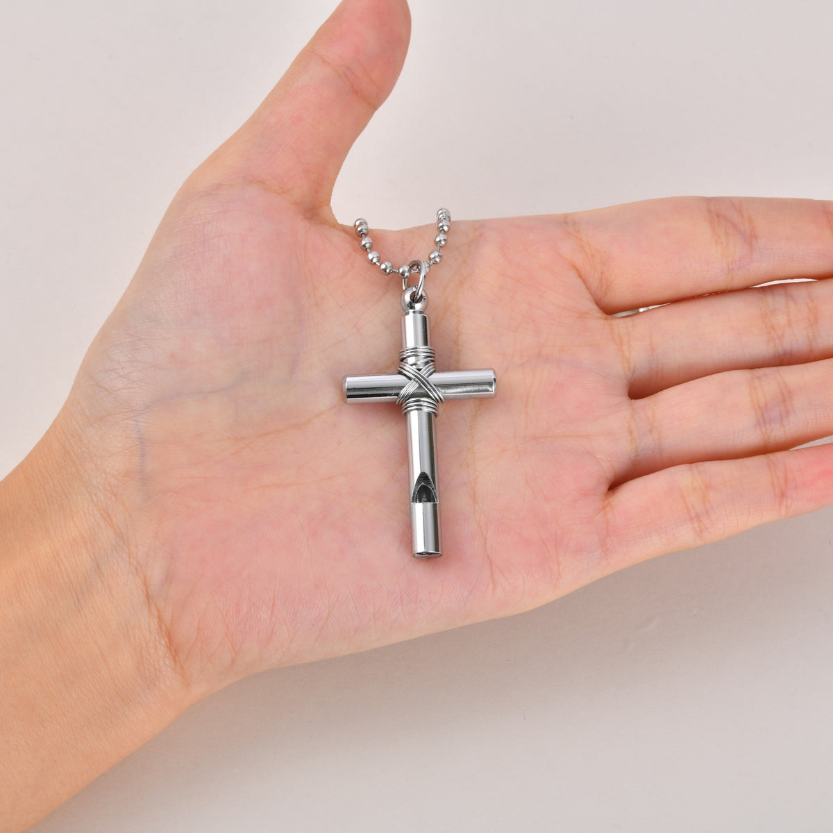 Internet Celebrities With The Same Alloy Whistle Cross Pendant Men's Necklace