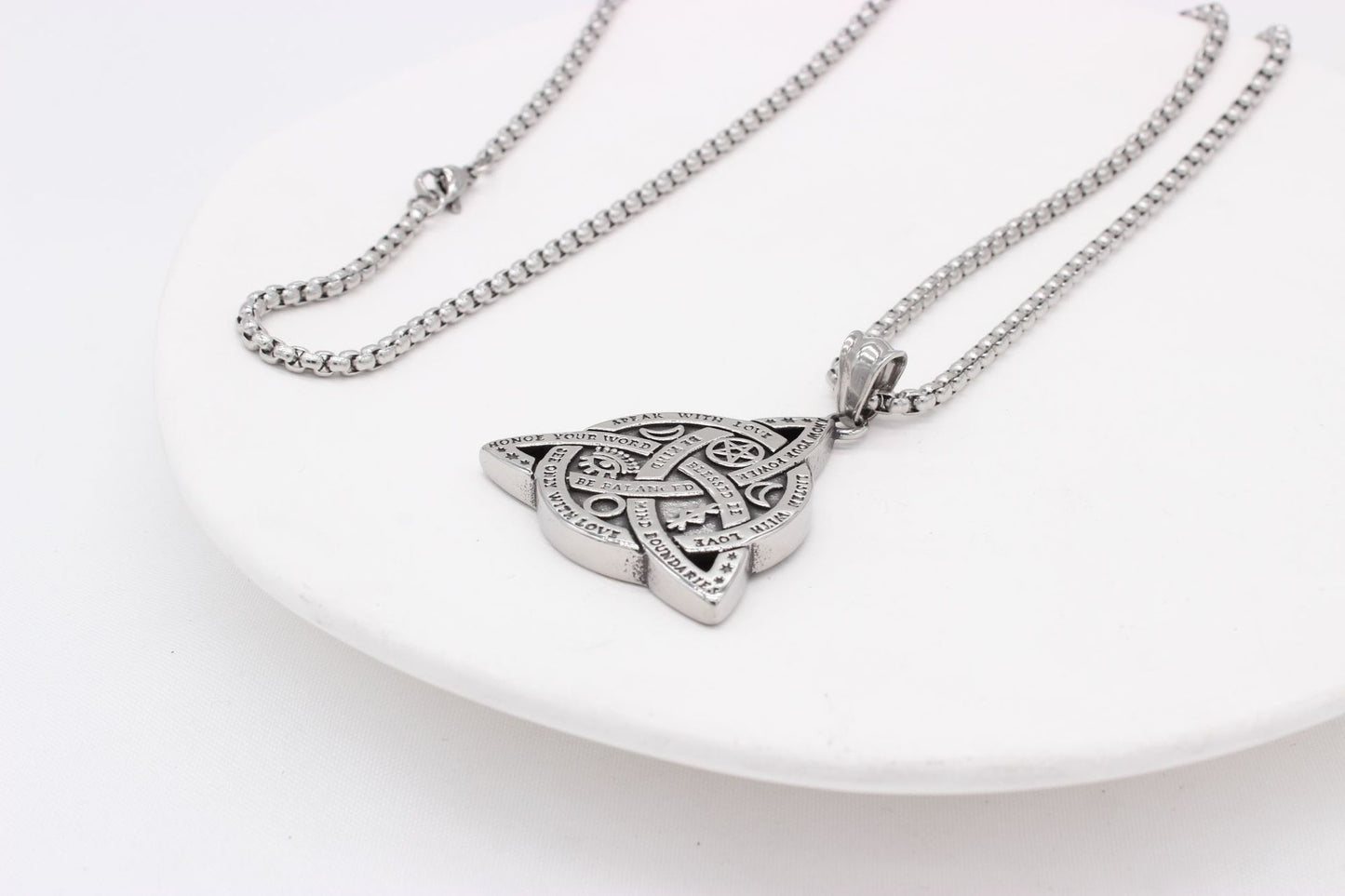 Titanium Steel Viking Triangle Pendant Star Moon Unisex Protection Necklace Planderful Bold