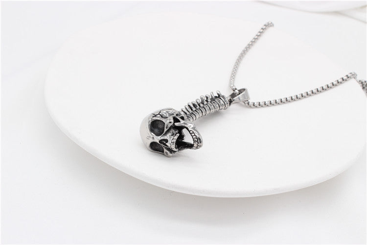 Retro Punk Skull Titanium Steel Pendant Necklace