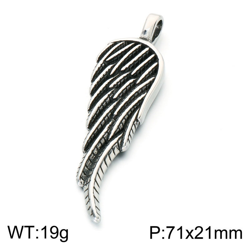 Retro Style Feather Wings Pendant Indian Style Eagle Claw Feather Angel Wings Stainless Necklace