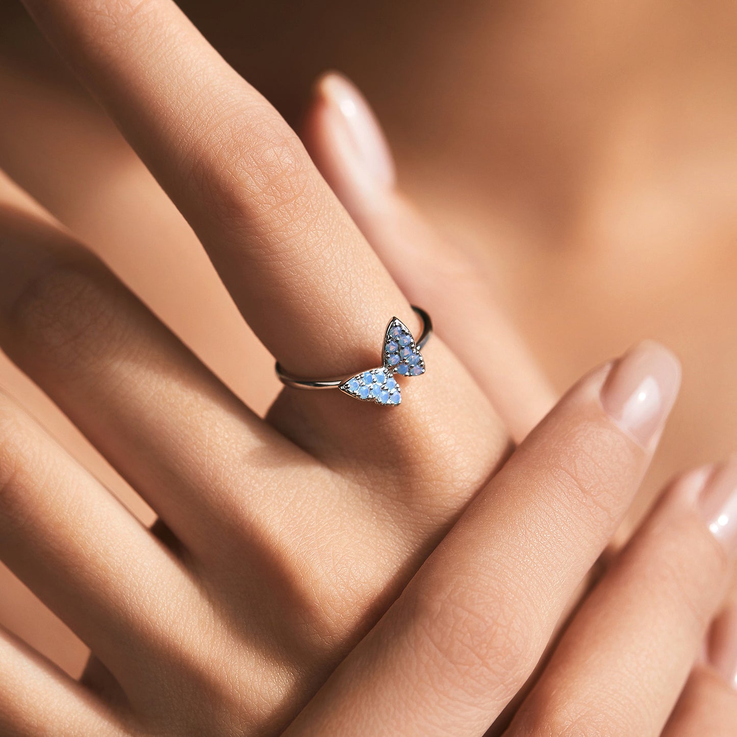 Planderful Everyday Genie Ring – Elegant Butterfly Design with Opal Accent