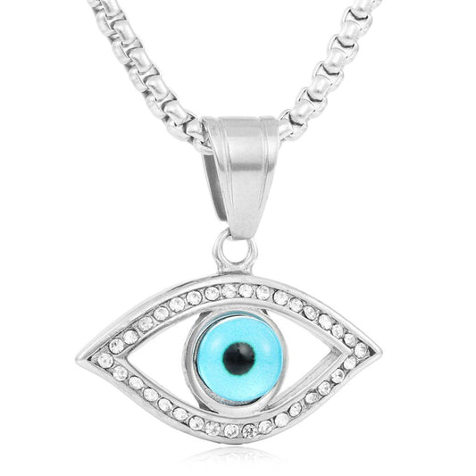 European And American Stainless Steel Eye Pendant Necklace