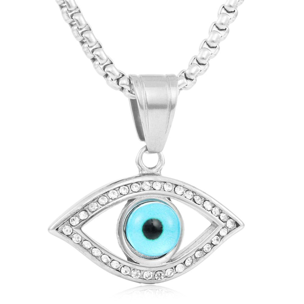 European And American Stainless Steel Eye Pendant Necklace
