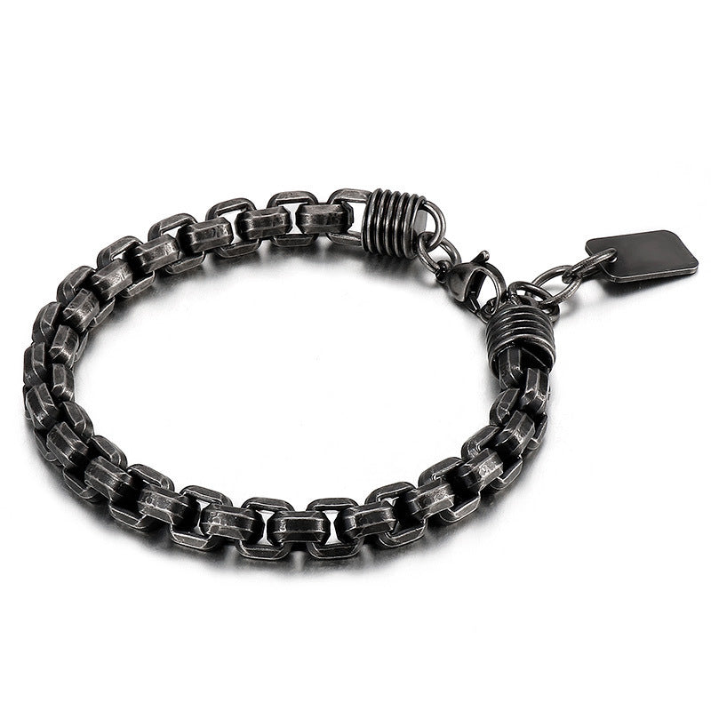 Punk Style Men's Stainless Steel Square Pearl Bracelet – Men's Titanium Steel Design