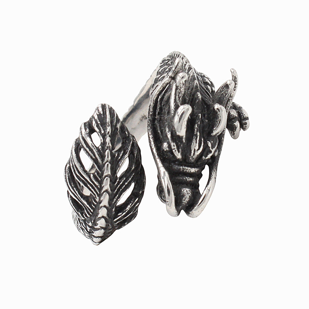 Planderful Everyday Genie – European and American Personalized Retro Chinese Dragon Men's Titanium Steel Ring