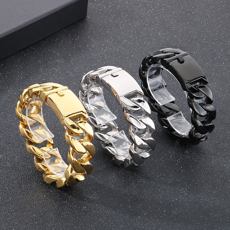 Planderful Cuban Chain Titanium Mens Bracelet Stylish