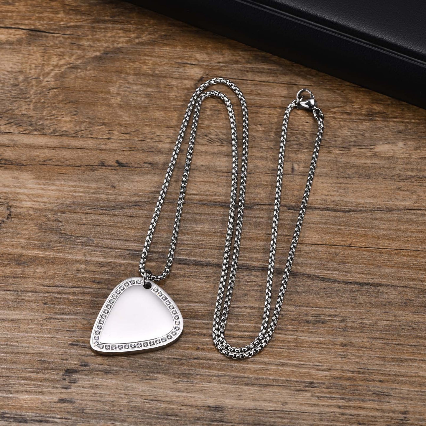 Men's Fashion Accessories Stainless Steel Guitar Pendant Black